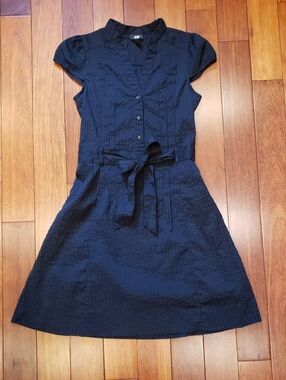 H&M Women's 6 Black on Black Vertical Striped Dress